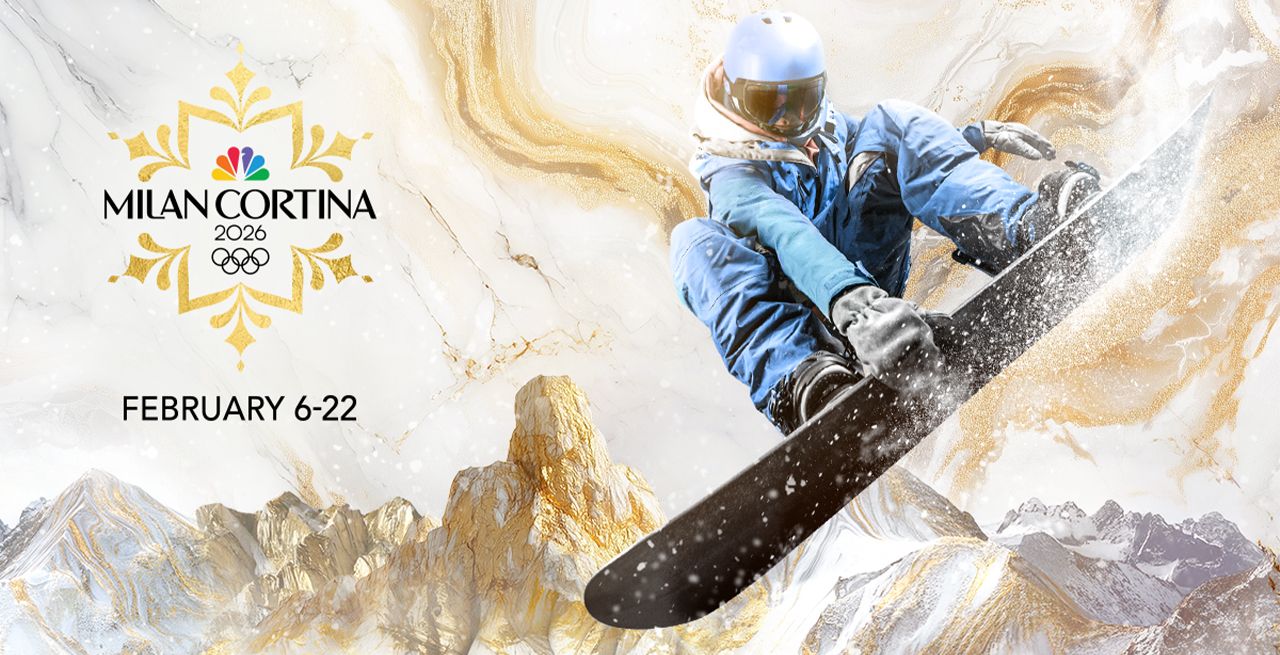 Image of snowboarder and Olympics logo