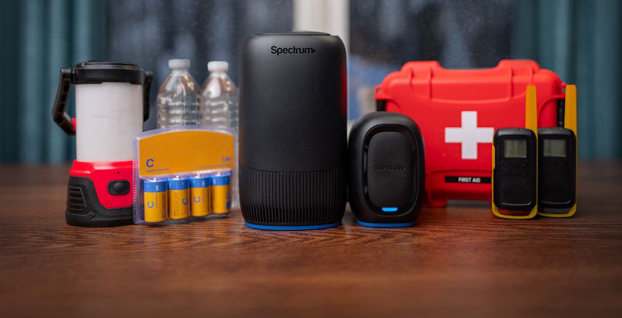 Spectrum WiFi 7 router with emergency supplies