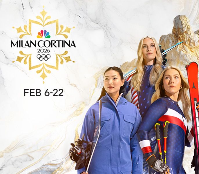 NBCU Olympics 2026 logo with athletes