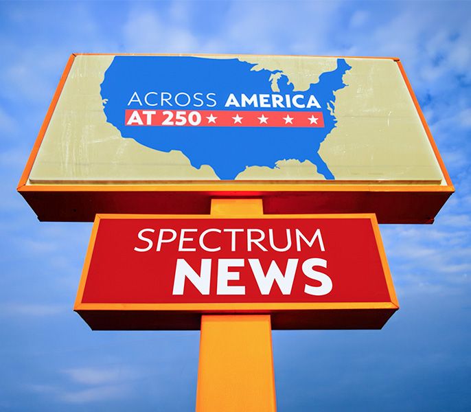 Spectrum News America 250 Road Sign