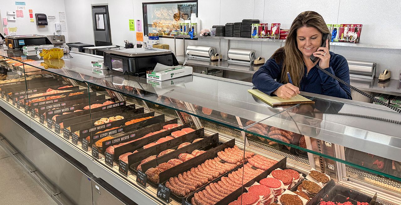 Valerie Christian works behind the counter at LeRoy Meats in Wisconsin